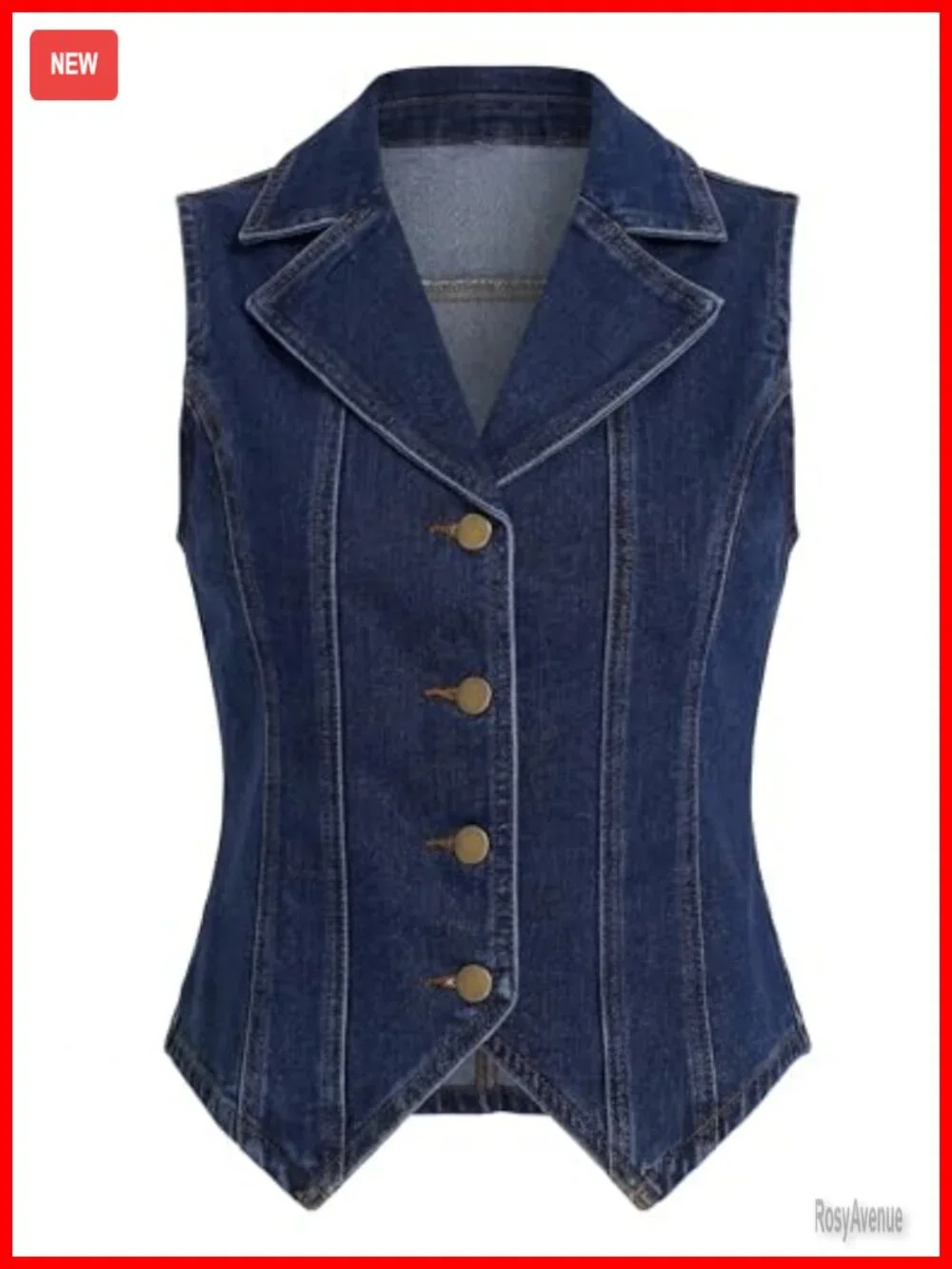 Women's Denim Vest Top Lapel Collar Sleeveless V Neck Button Down